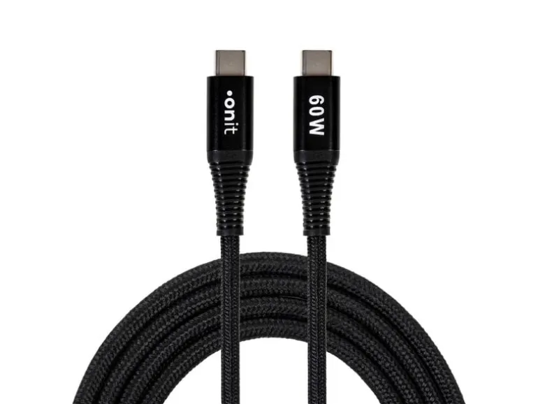 onit USB 3.0-Kabel 60 W, USB-C - USB-C, 0.1 m, Schwarz
