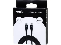 onit USB 3.0-Kabel 60 W, USB-C - USB-C, 0.1 m, Schwarz