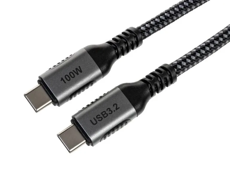onit USB 3.1-Kabel 100 W, USB-C - USB-C, 2 m, Schwarz/Grau