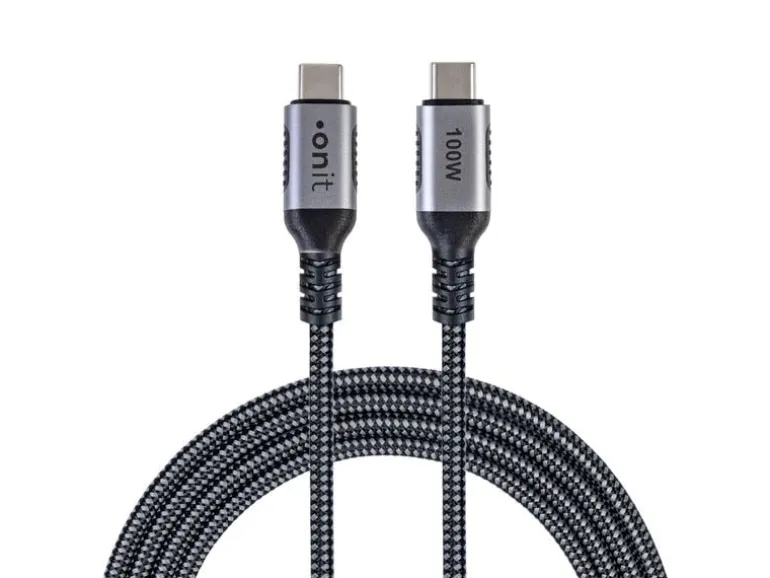 onit USB 3.1-Kabel 100 W, USB-C - USB-C, 0.5 m, Schwarz/Grau