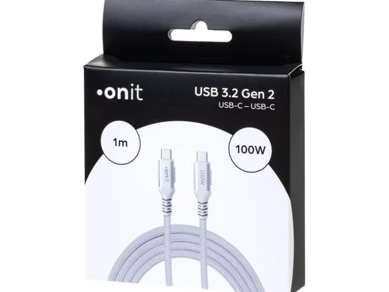 onit USB 3.1-Kabel 100 W, USB-C - USB-C, 1 m, Weiss