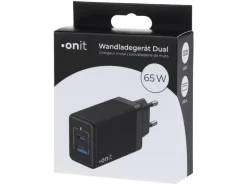 onit USB-Wandladegerät Dual QC4+ 65 W GaN Schwarz