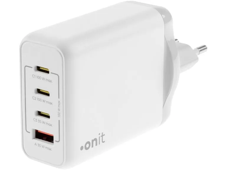 onit USB-Wandladegerät Quad 3C1A 100 W GaN Weiss