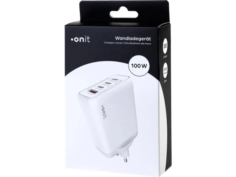 onit USB-Wandladegerät Quad 3C1A 100 W GaN Weiss