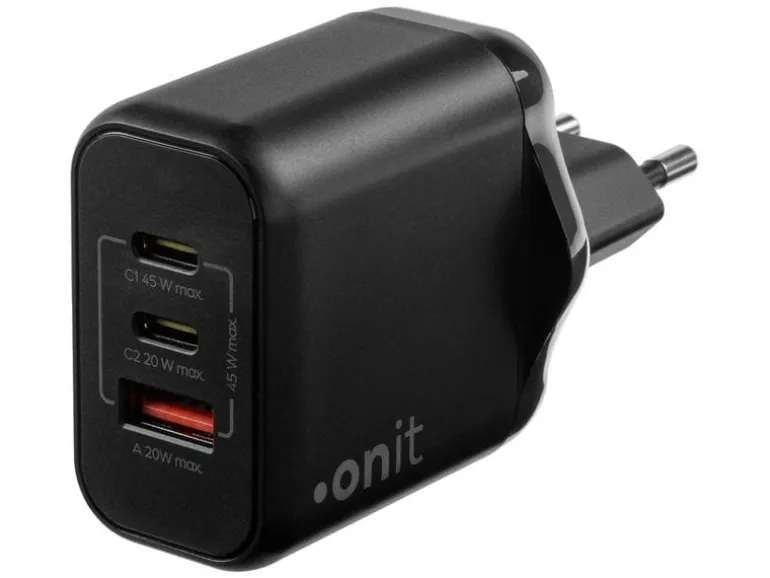 onit USB-Wandladegerät Triple 2C1A 45 W GaN Schwarz