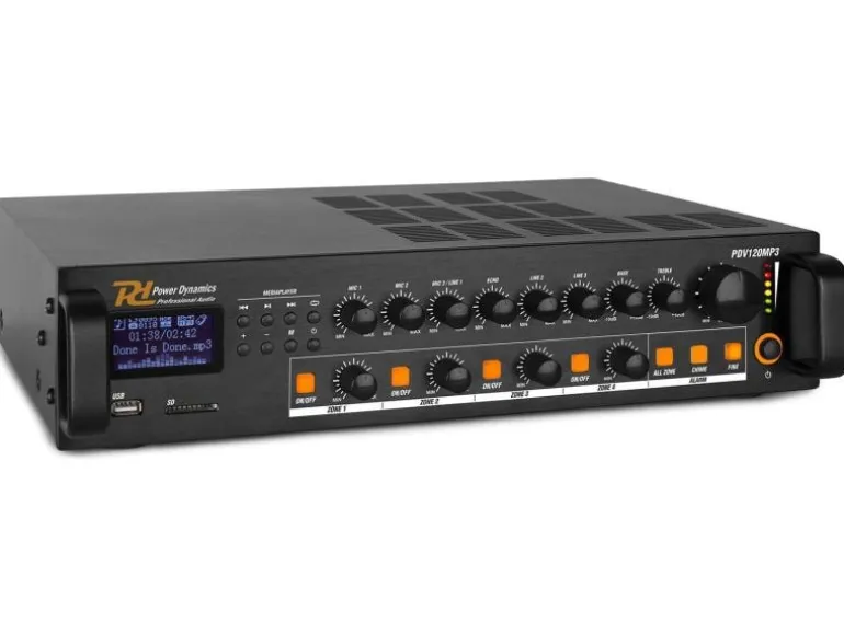 Power Dynamics Verstärker Pro PDV120 MP3 4-Zonen Mischer