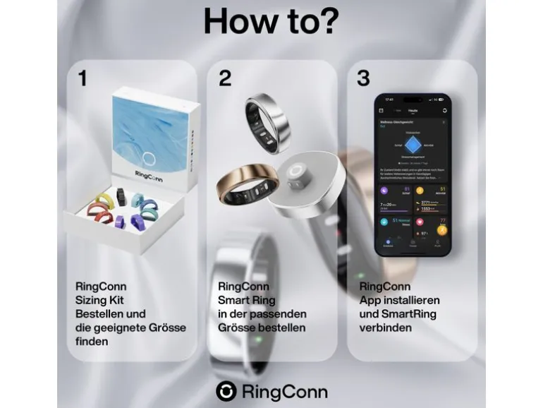 RingConn Smart Ring Gen 2 Air Grösse 10 Silber