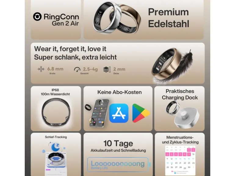 RingConn Smart Ring Gen 2 Air Grösse 6 Gold