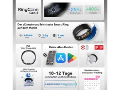 RingConn Smart Ring, Gen 2, Grösse 10, Moonlight Silver