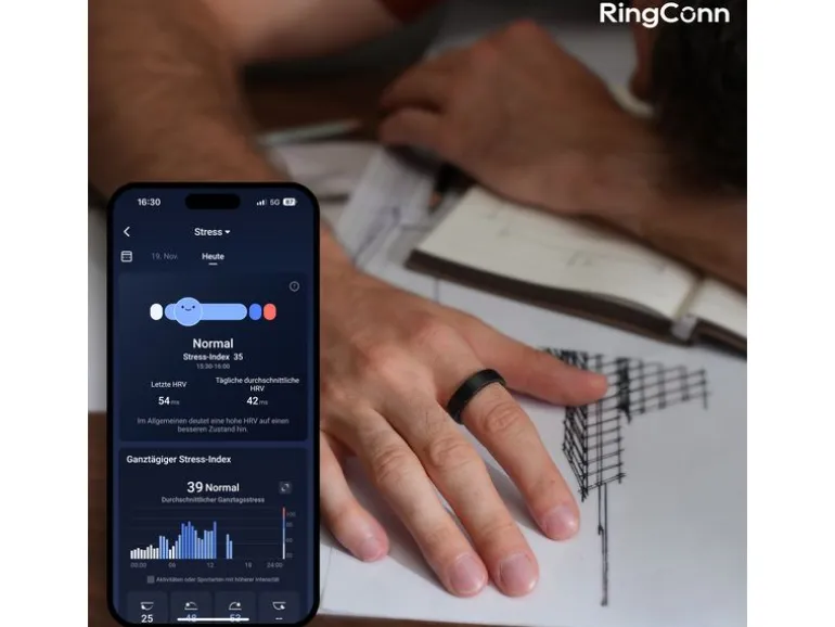 RingConn Smart Ring, Gen 2, Grösse 7, Midnight Black