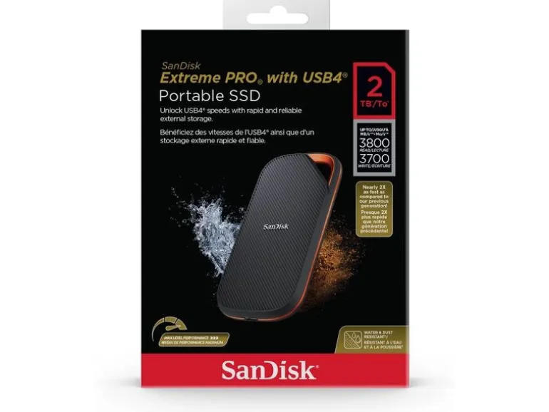 SanDisk Externe SSD Extreme Pro Portable SSD USB4 2000 GB