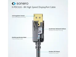 sonero Kabel 8K Displayport 1.4 Stecker Stecker, 8K/60Hz, 1.5 m
