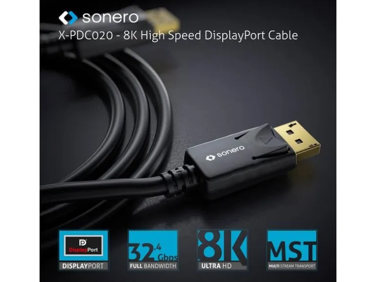 sonero Kabel 8K Displayport 1.4 Stecker Stecker, 8K/60Hz, 1.5 m