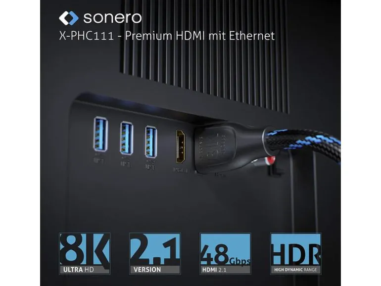 sonero Kabel 8K Premium High Speed HDMI - HDMI, 5 m