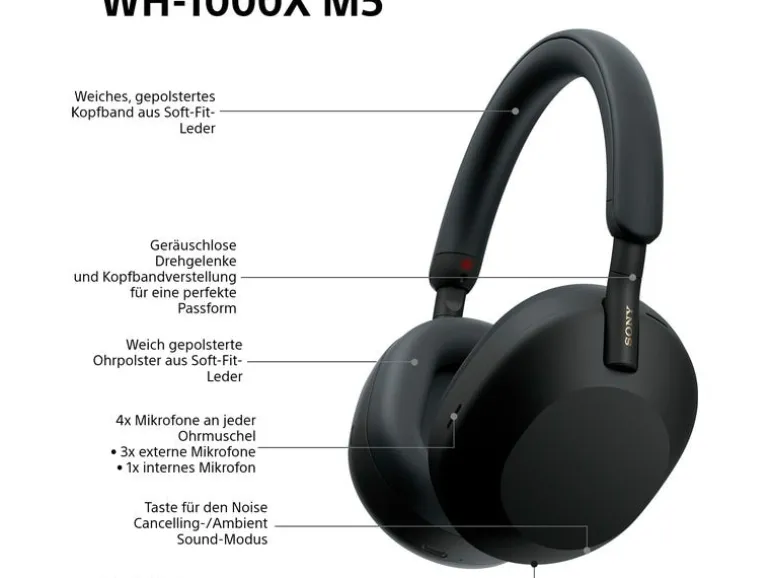Sony Wireless Over-Ear-Kopfhörer WH-1000XM5 Schwarz