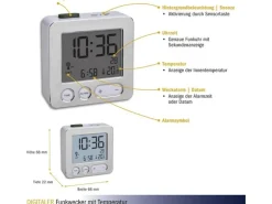 TFA Dostmann Funk-Wecker Silber
