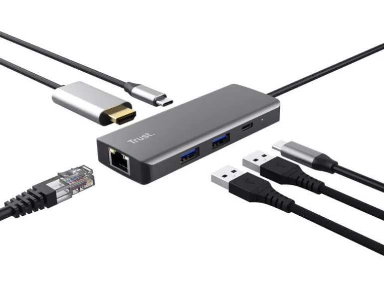 Trust Dockingstation 6-in-1 USB-C Multi-Port Adapter – Silver