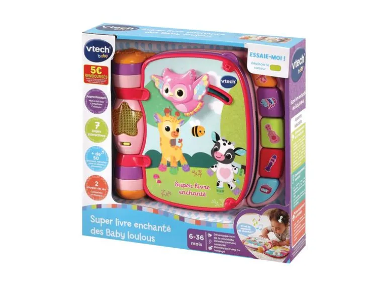 Vtech Super livre enchanté des Baby loulous rose -FR-